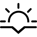 Outlined, down arrow, sun, stroke, outline, symbol, sunset, Haw Weather Stroke, weather Black icon