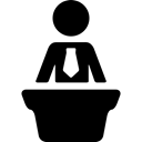 people, Conference, congress, chairman, speaker, convention Black icon