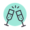new, party, drink, year, champagne, treat, Cheers PowderBlue icon