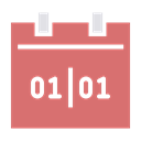 Calendar, date, event, Month, day, january, new year IndianRed icon