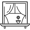window, decoration, Blinds, Curtains, livingroom, Tools And Utensils, Furniture And Household Black icon